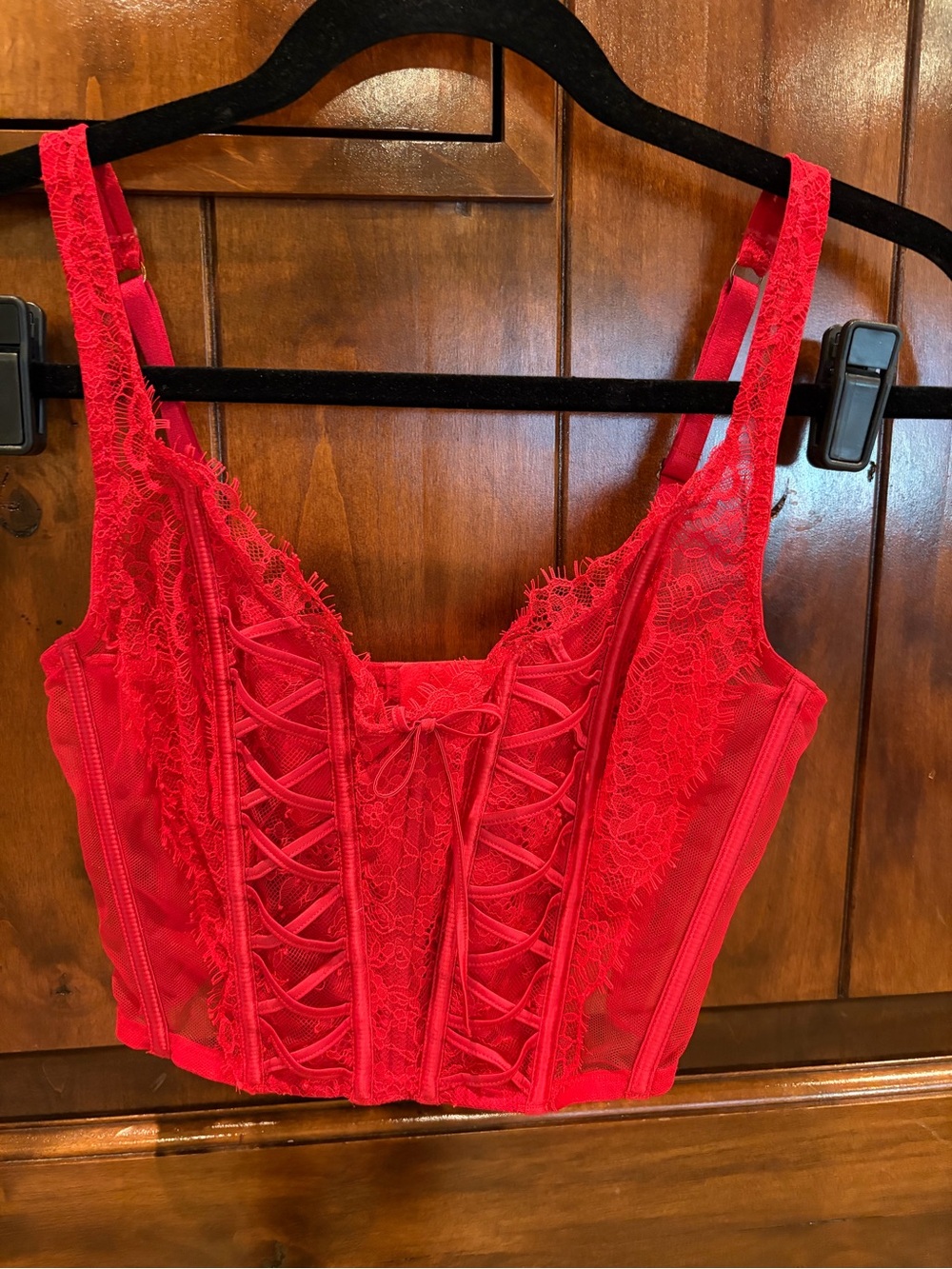 💋 Victoria’s Secret Red Lace Bustier Crop Top